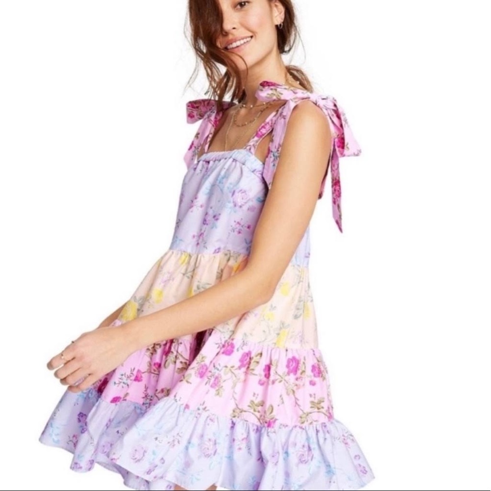 Loveshackfancy x target Jeanne tie-strap tiered dress size S
